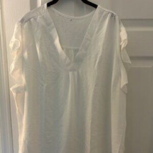 White Top with flutter sleeve